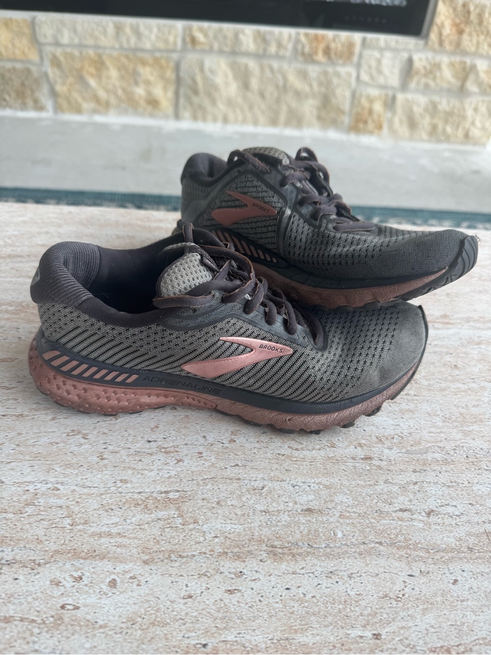 Brooks Women's Running Shoes in Olive Green with Rose Accent